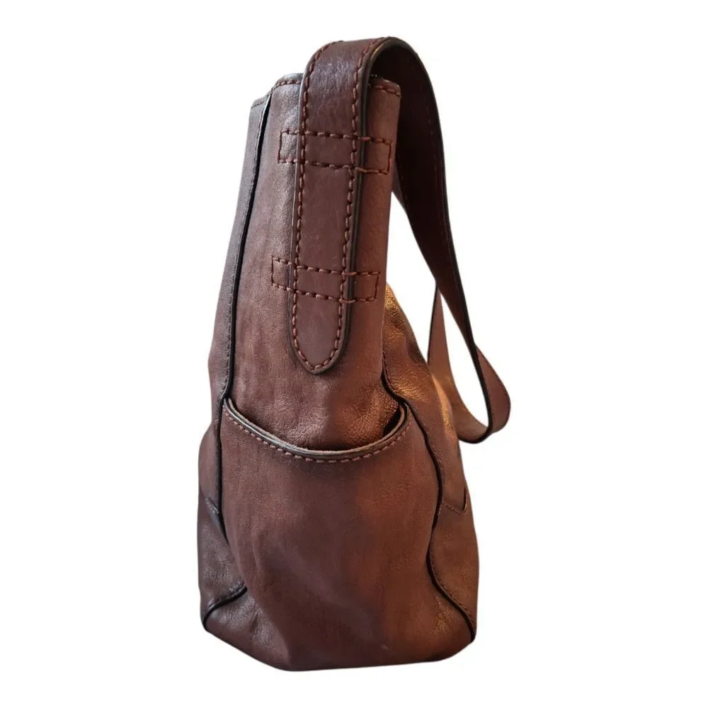 Frye Leather Side Pocket Hobo Cognac 34DB323